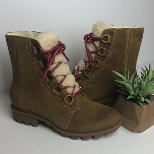 NEW Sorel Phoenix Shearling Lace Up Booties 6.5